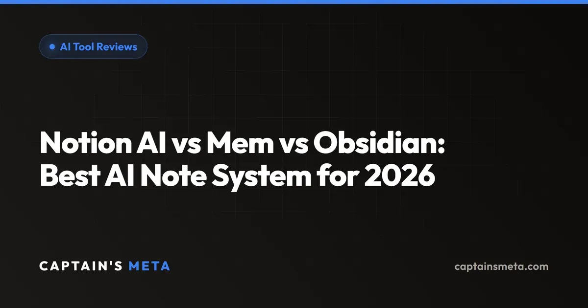 Notion AI vs Mem vs Obsidian: Best AI Note System for 2026