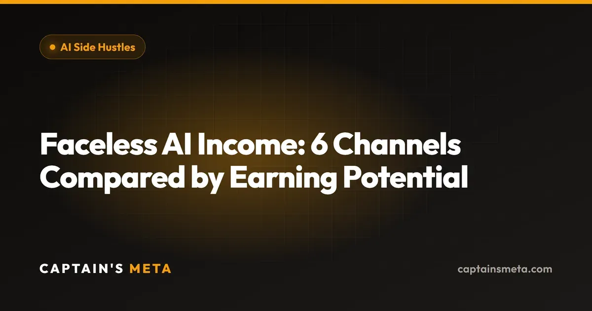 Faceless AI Income: 6 Channels Compared by Earning Potential